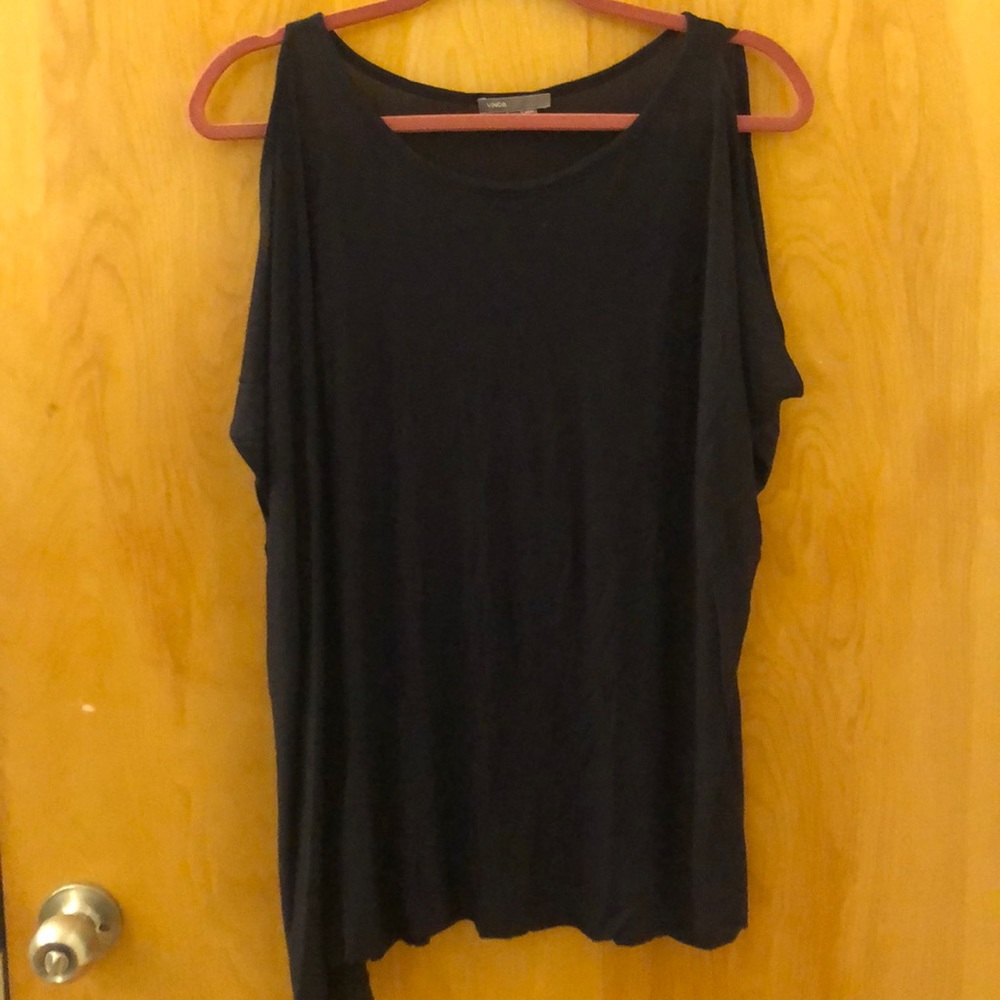 Vince brand slightly sheer navy fabric tank top